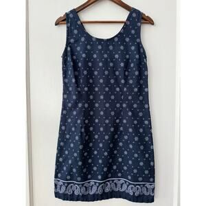 Faded Glory Navy Bandana Print Cottage Grandma Granola Tank Dress Sz SM